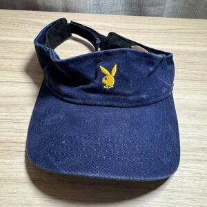 Vintage 90s Playboy Golf Visor Womens Medium Navy Blue Bunny Logo Y2K Adjustable